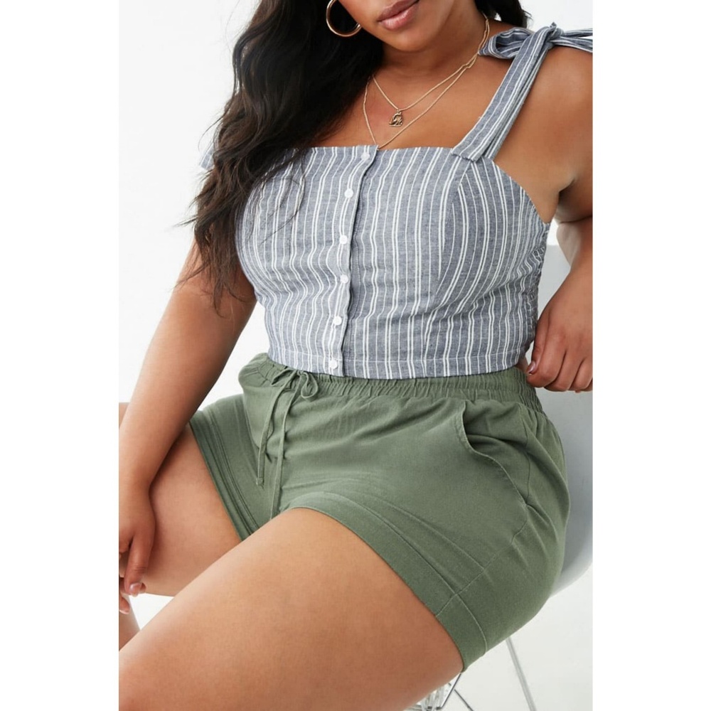 Denim Striped Crop Top